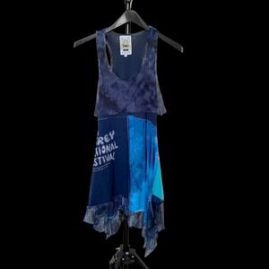 Styles Ever After Patchwork Mesh Dress Navy Blue Monterey Pop Southpole Small